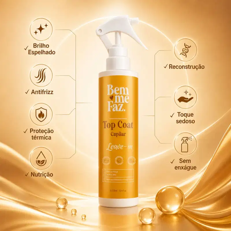 Leave-in Top Coat Capilar 300ml Bem Me Faz Óleo Patauá