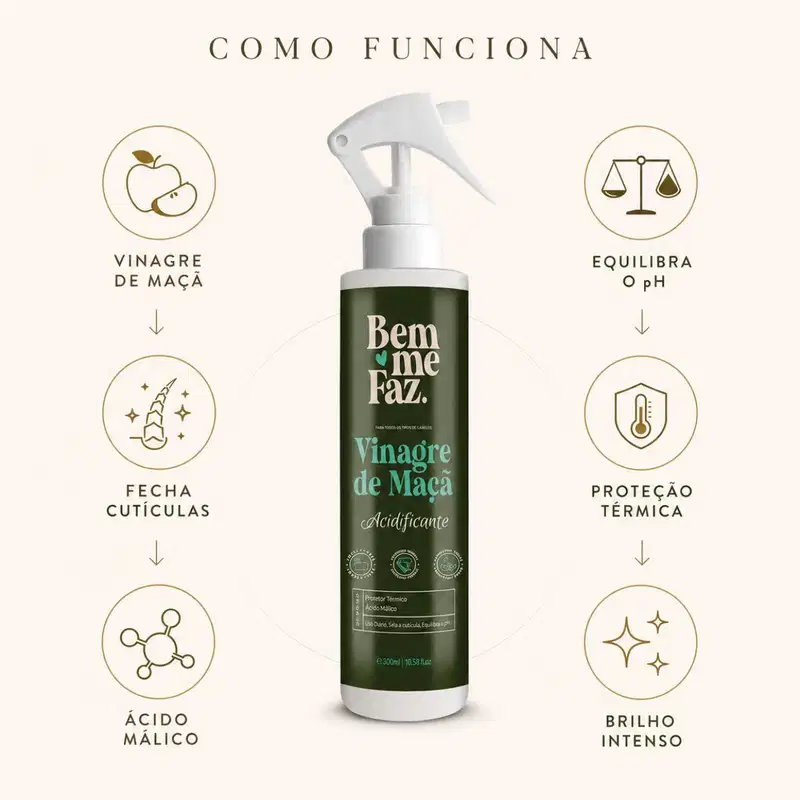 Leave-in Vinagre De Maçã Acidificante 300ml Bem Me Faz