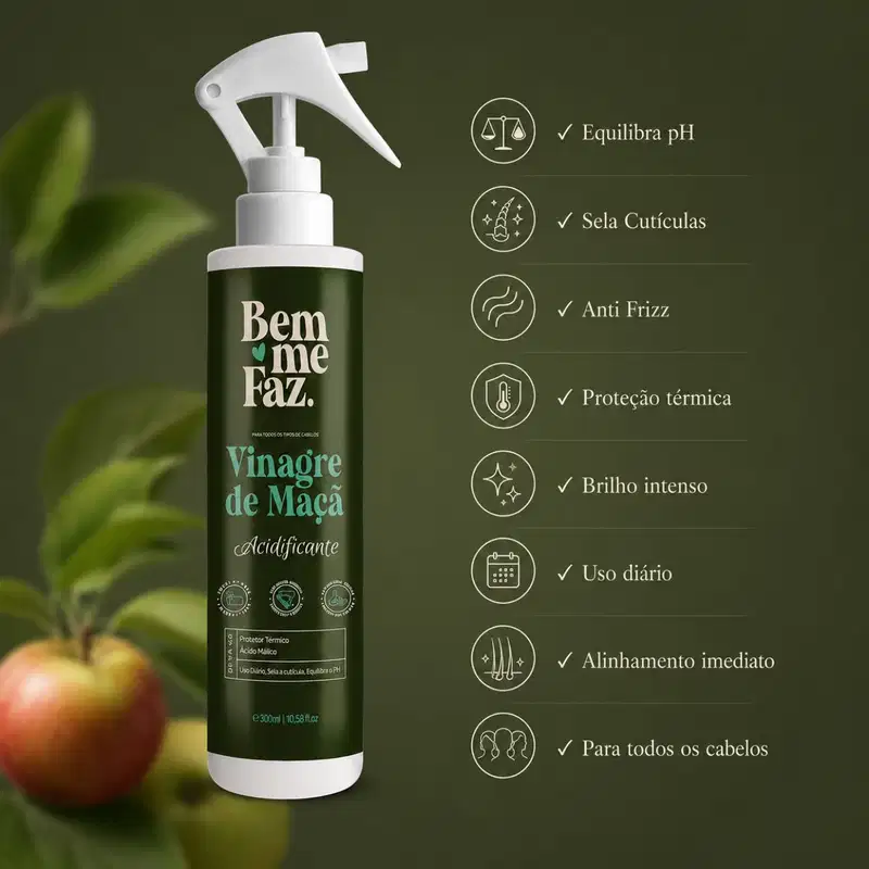 Leave-in Vinagre De Maçã Acidificante 300ml Bem Me Faz
