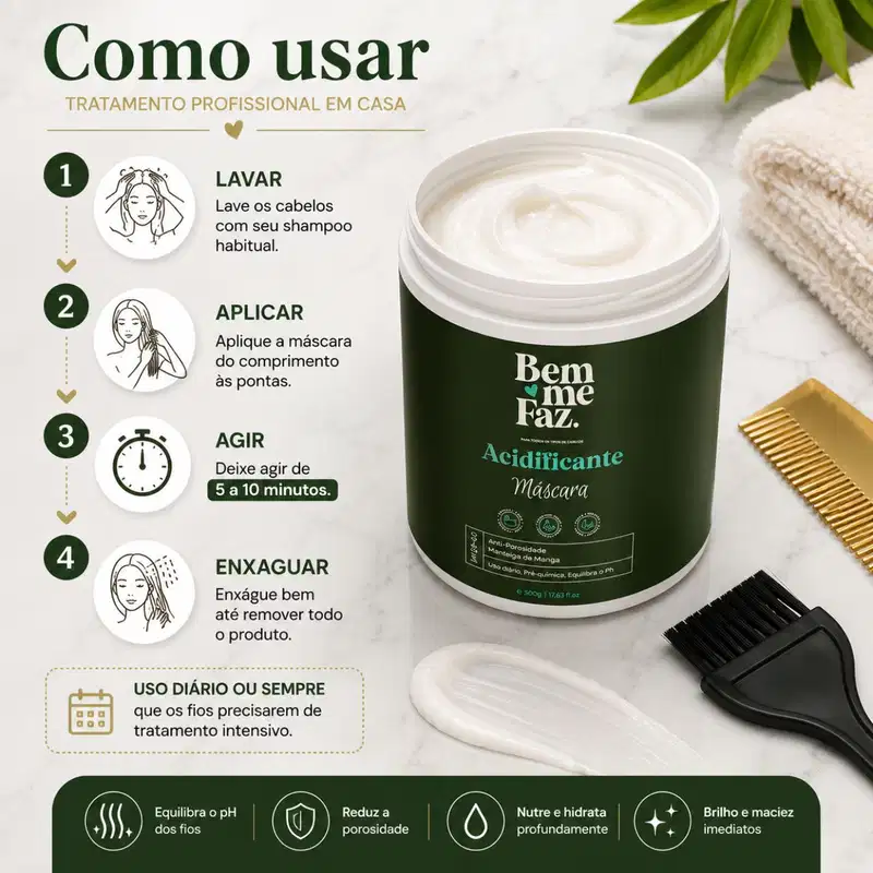 Máscara Acidificante 500g Bem Me Faz Brilho Intenso