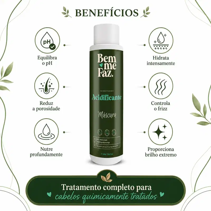Máscara Acidificante 500g Bem Me Faz Brilho Intenso