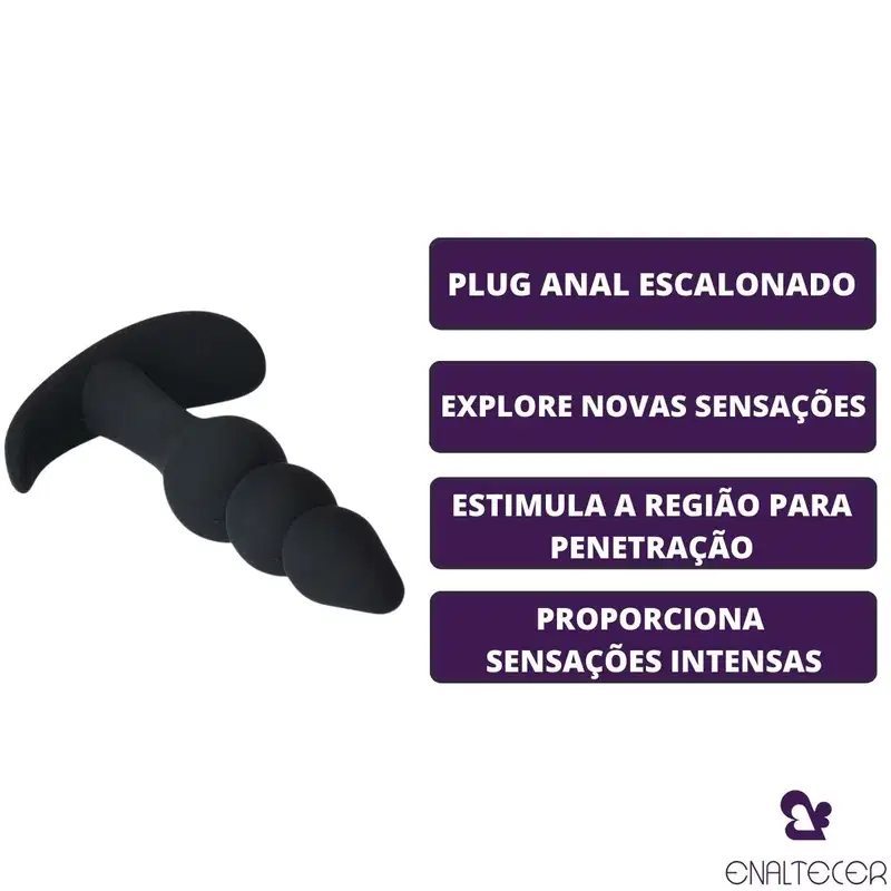 Plug Anal Escalonado 3 Tamanhos Em silicone Excita Dilata