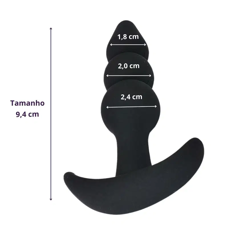 Plug Anal Escalonado 3 Tamanhos Em silicone Excita Dilata