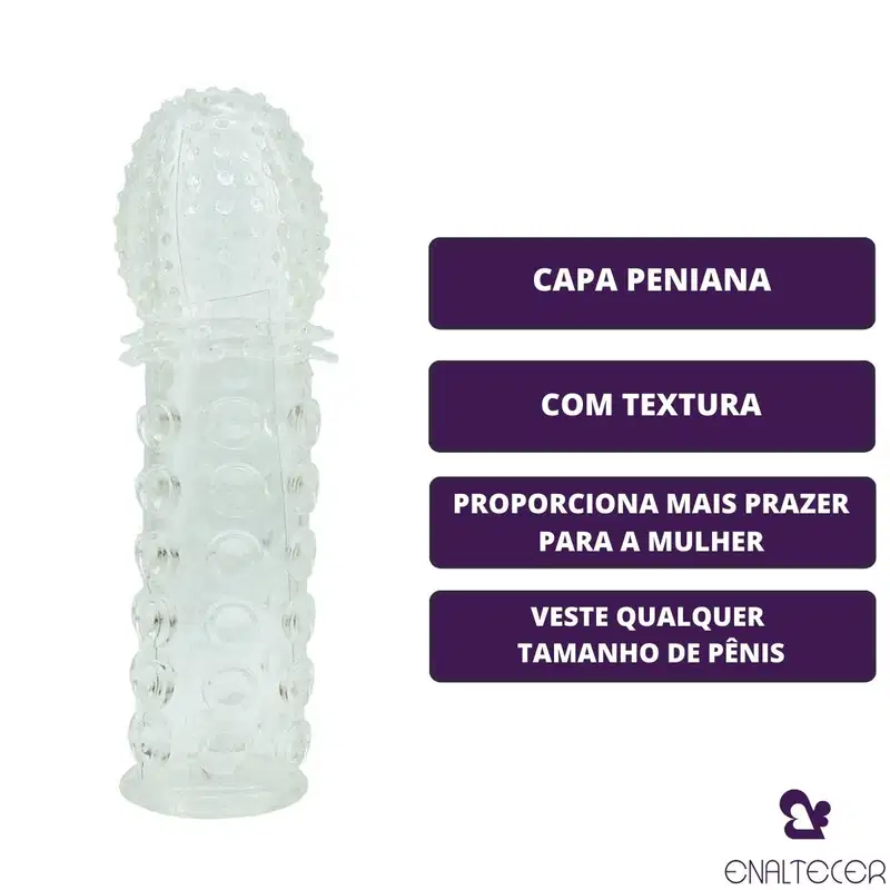 Capa Peniana Extensora com Textura Aumenta Penis 15 cm
