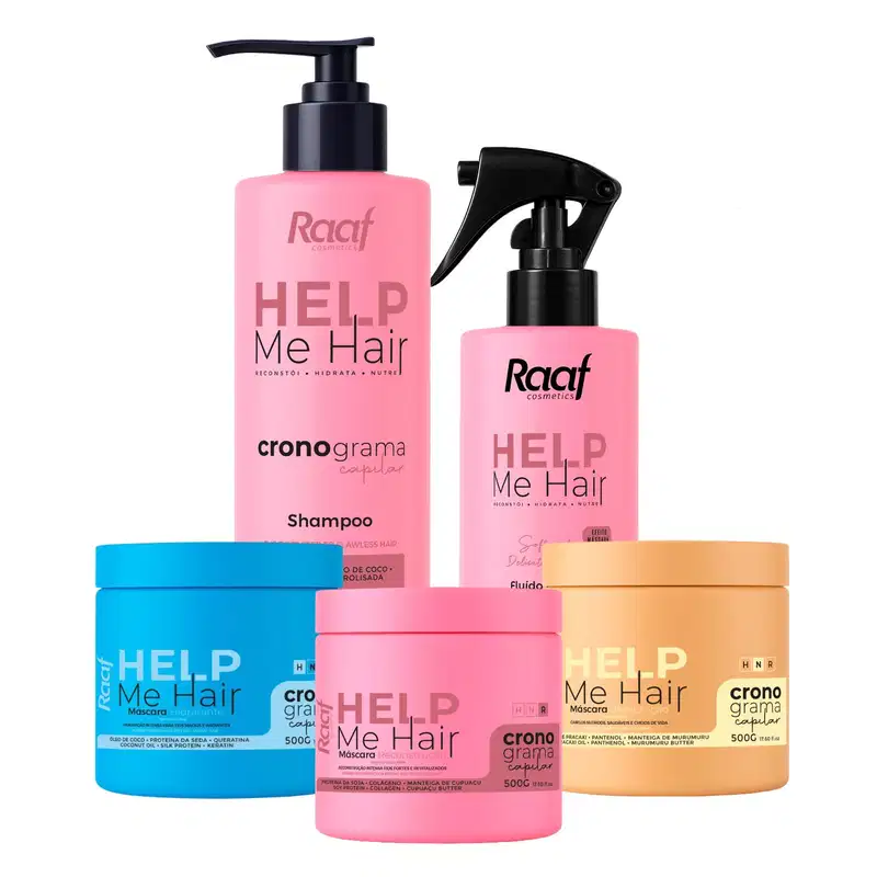 Kit Cronograma Capilar Completo Help Me Hair Raaf Cosmetics