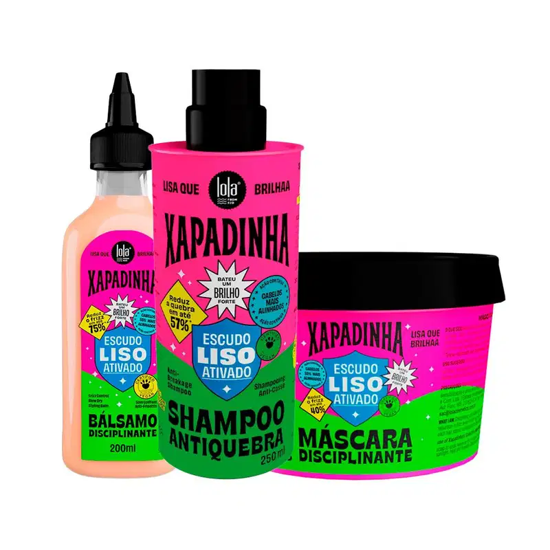 Kit Lola From Rio Xapadinha Escudo Liso Ativado - Shampoo 250Ml + Máscara 100G + Leave-In 200Ml