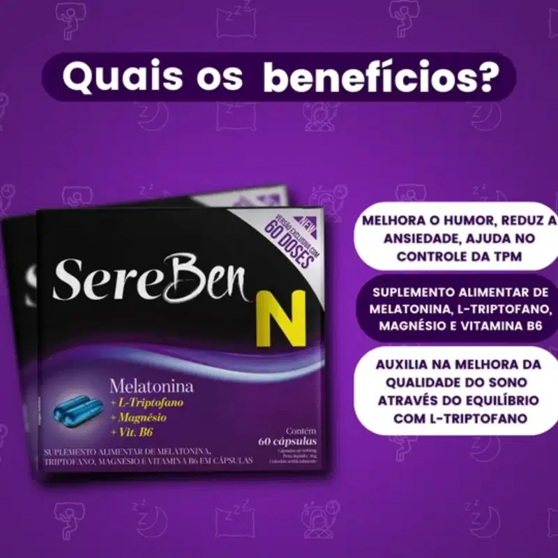 Sereben N Melatonina Magnésio + Vitamina B6 C60 cáps–Prowin