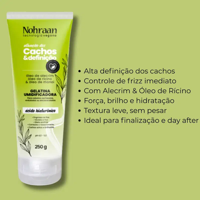 Nohraan Gelatina Umidificadora 250G Cachos Alecrimricino