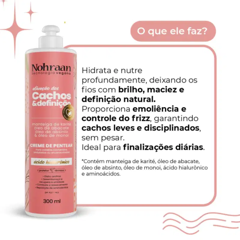 Nohraan Cr Pentear 300Ml Cachos Abacateabsinto
