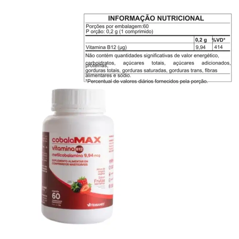 Cobalamax Metilcobalamina Herbamed B12 Ativa C60
