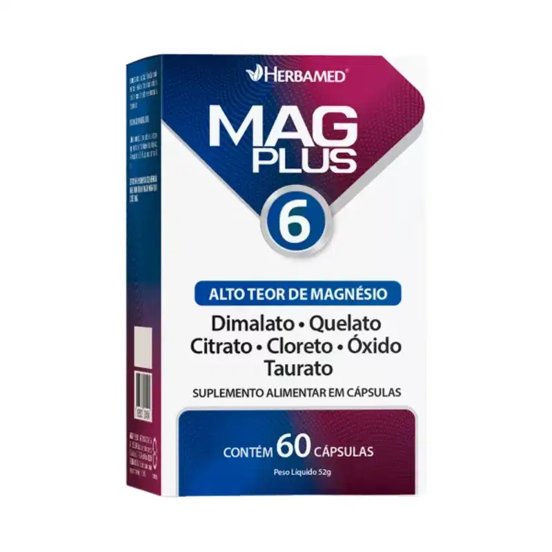 Mag Plus 6 Magnésio C60 Herbamed – Energia e Função Muscular