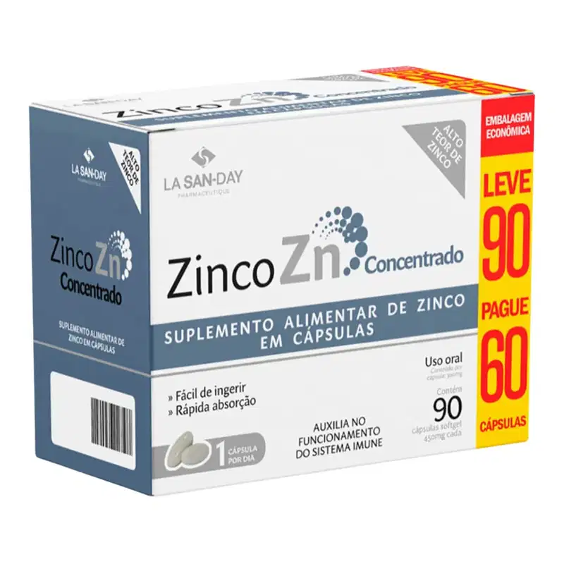 Zinco Zn Concentrado 30mg La San Day 90Caps Imunidade Forte
