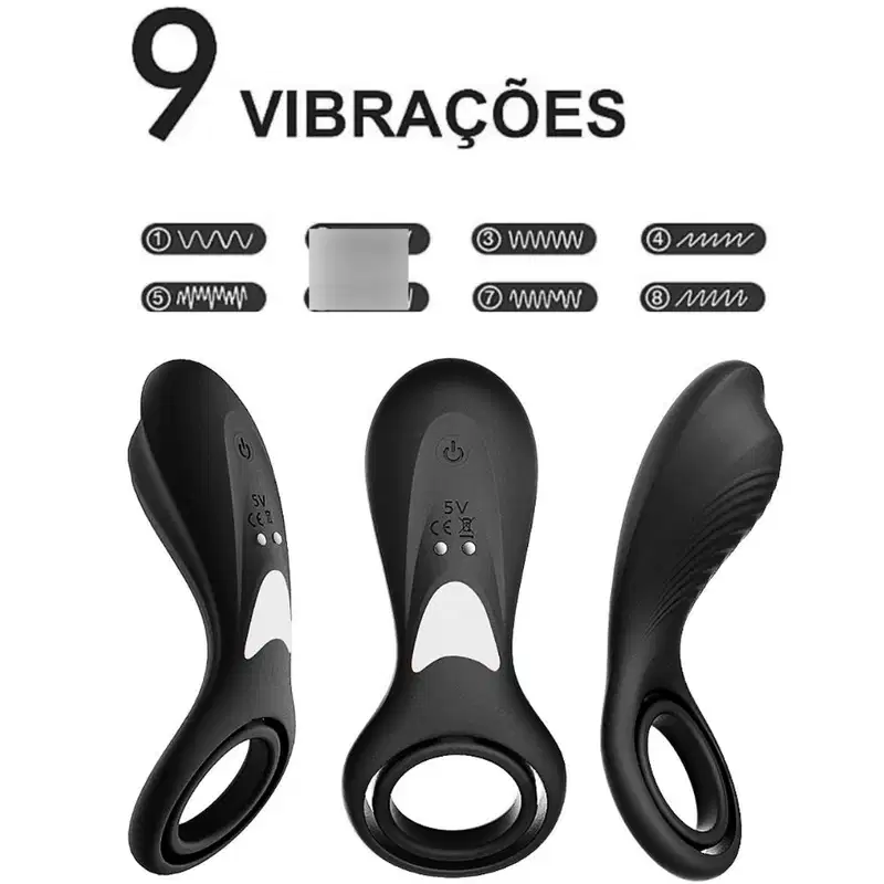 Dorado - Anel Peniano e Escroto Com Vibração - Estimula Clitóris 9 Vibrações