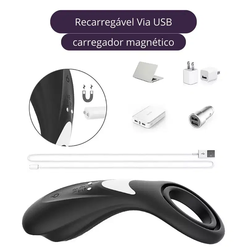 Dorado - Anel Peniano e Escroto Com Vibração - Estimula Clitóris 9 Vibrações