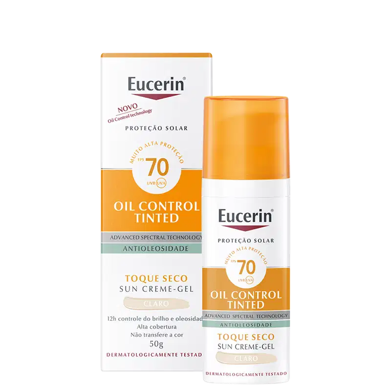 Eucerin Sun Oil Control Cor Clara FPS 70 - Protetor Solar Facial com Cor 50ml