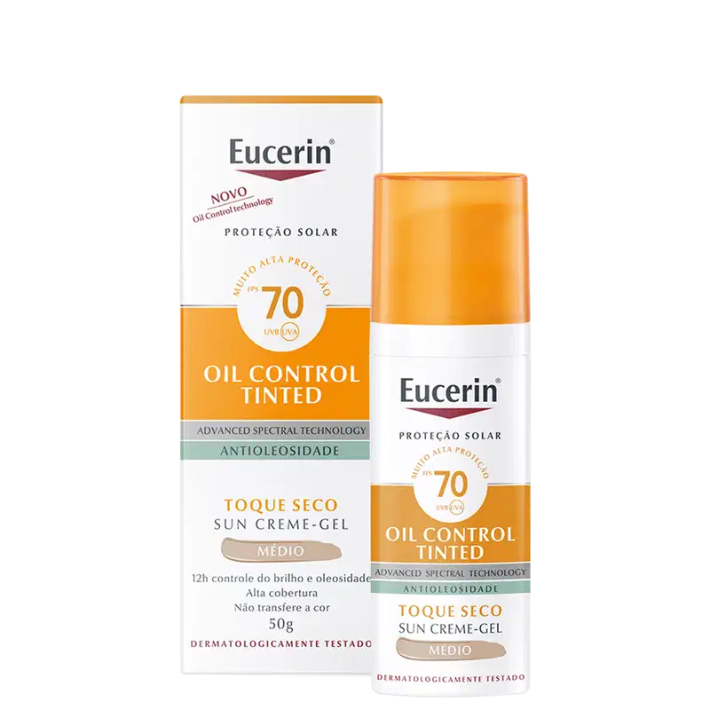Eucerin Sun Oil Control Cor Média FPS 70 - Protetor Solar Facial com Cor 50ml