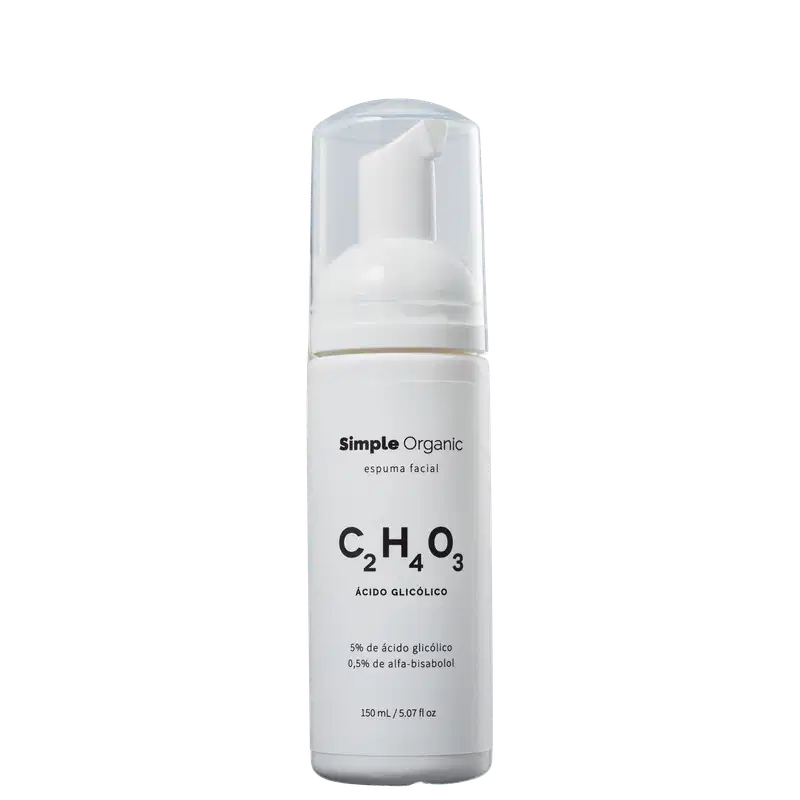Simple Organic Ácido Glicólico - Espuma de Limpeza Facial 150ml