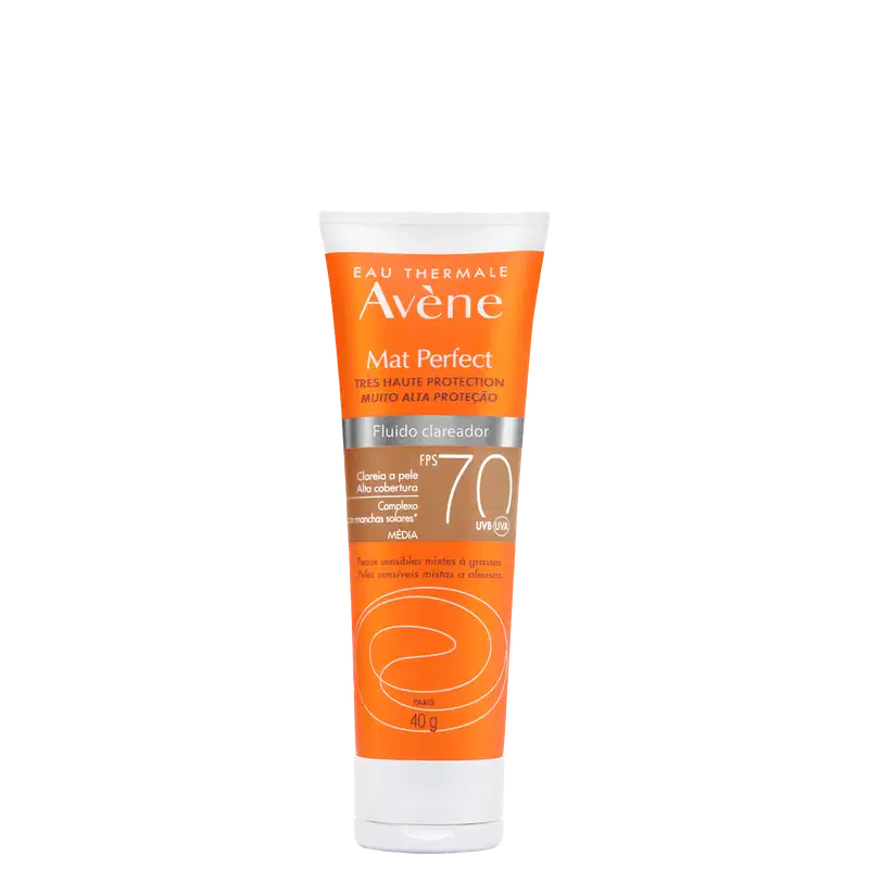 Avène Mat Perfect Clareador FPS 70 Tom Médio - Protetor Solar Facial Fluido 40g