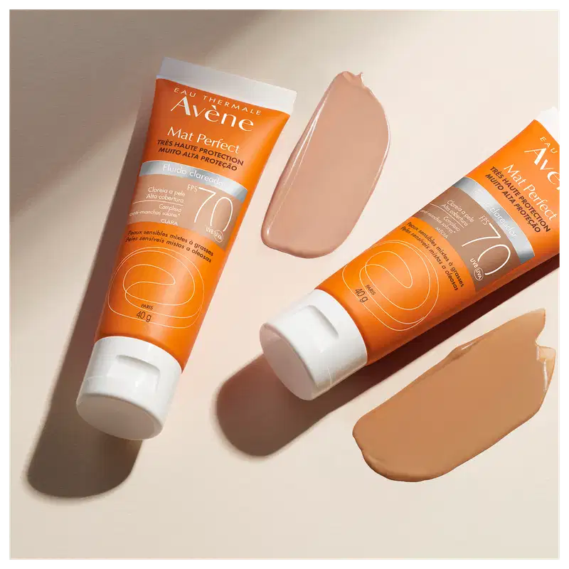 Avène Mat Perfect Clareador FPS 70 Tom Médio - Protetor Solar Facial Fluido 40g