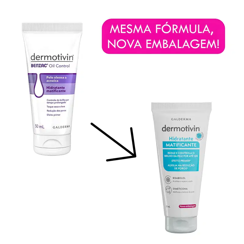 Dermotivin Benzac Pele Oleosa - Hidratante Matificante Facial 50ml