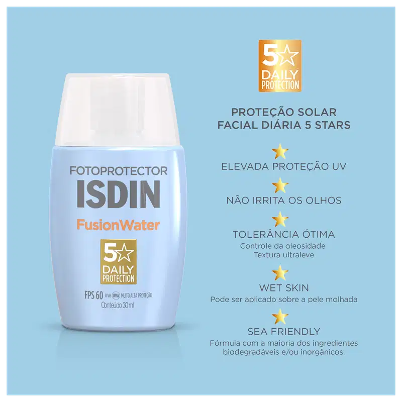 ISDIN Fotoprotector Fusion Water FPS 60 - Protetor Solar Facial 30ml