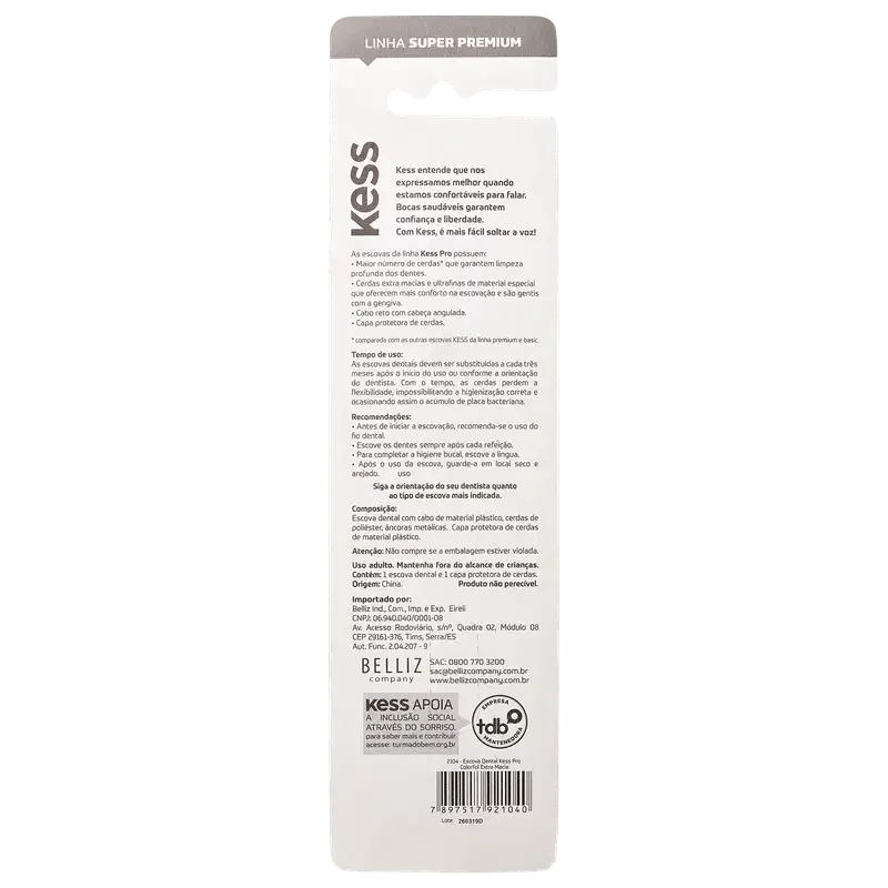 Kess Pro Colorful Extra Macia - Escova de Dente