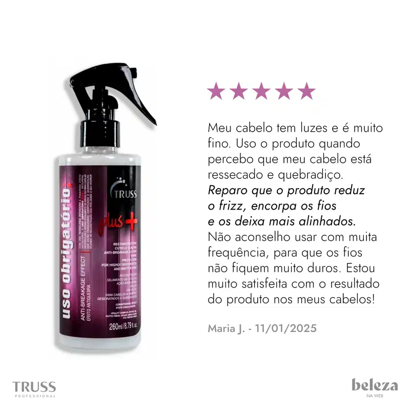 TRUSS Uso Obrigatório Plus+ - Reconstrutor Capilar Antiquebra 260ml
