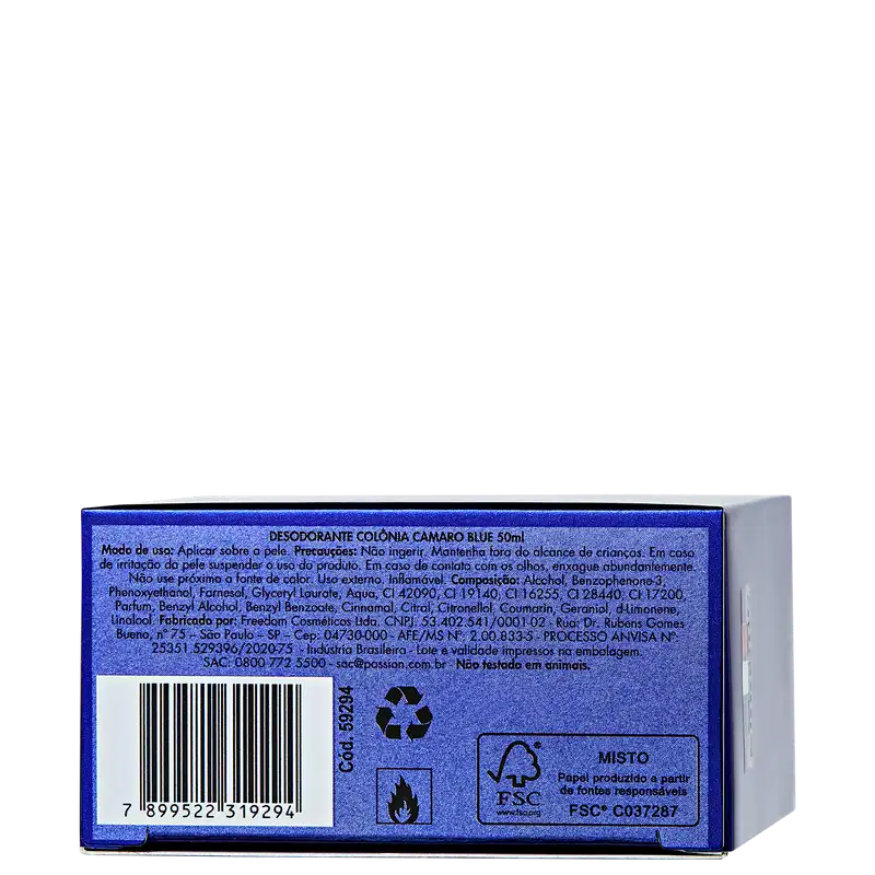Camaro Blue - Desodorante Colônia Masculino 50ml