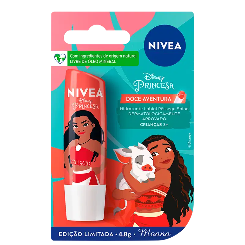 NIVEA Disney Moana Edição Limitada Pêssego Shine - Hidratante Labial 4,8g