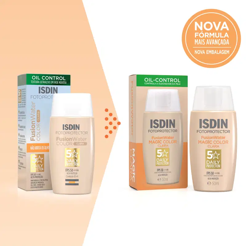 ISDIN Fusion Water 5 Stars FPS50 Color Clara - Protetor Solar Facial com Cor 50ml