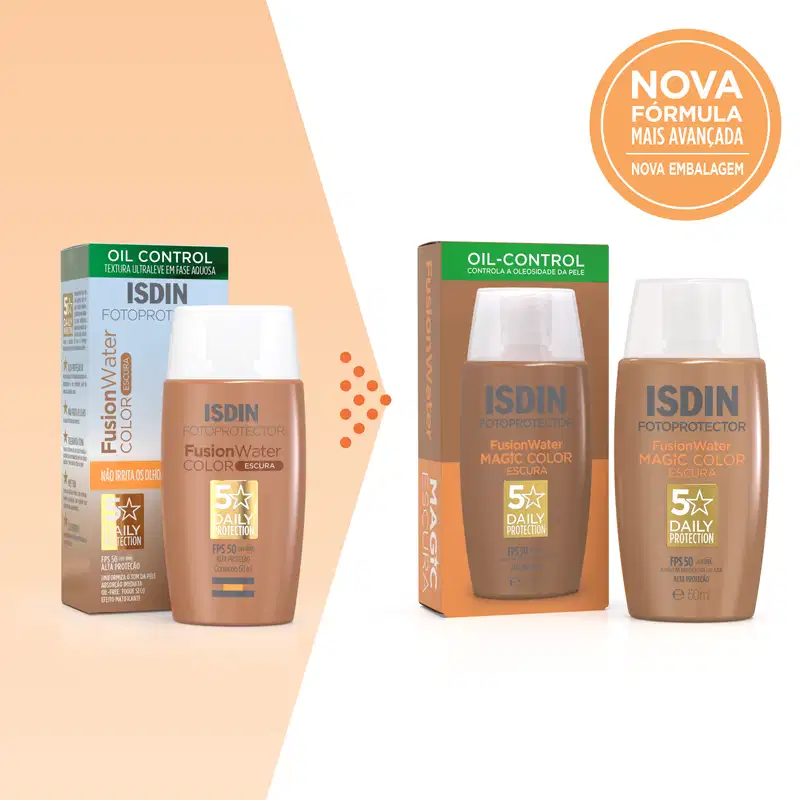 ISDIN Fusion Water Magic Color FPS 50 Cor Escura - Protetor Solar Facial com Cor 50ml