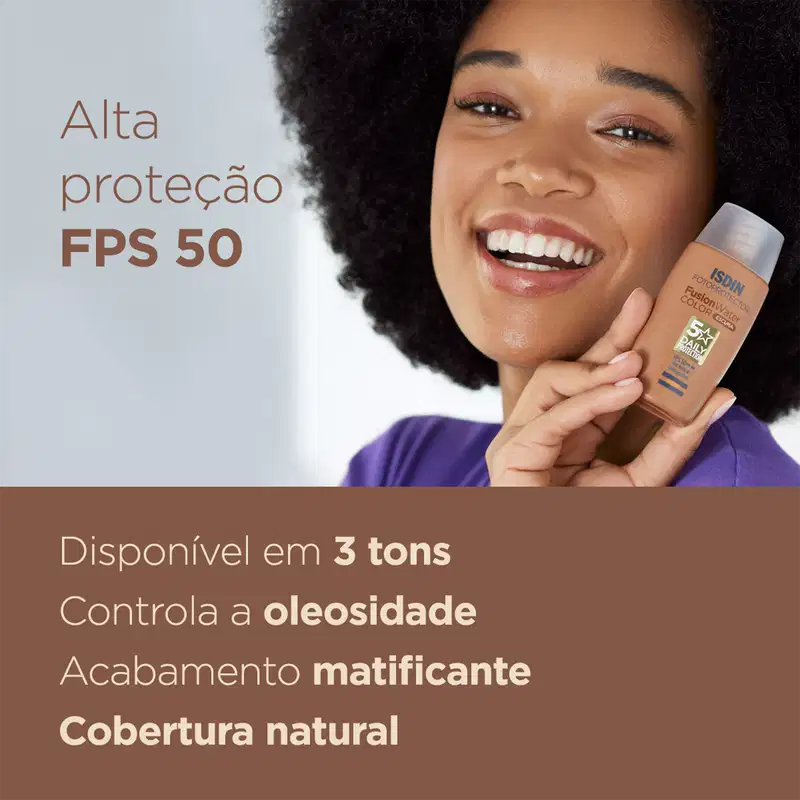 ISDIN Fusion Water Magic Color FPS 50 Cor Escura - Protetor Solar Facial com Cor 50ml