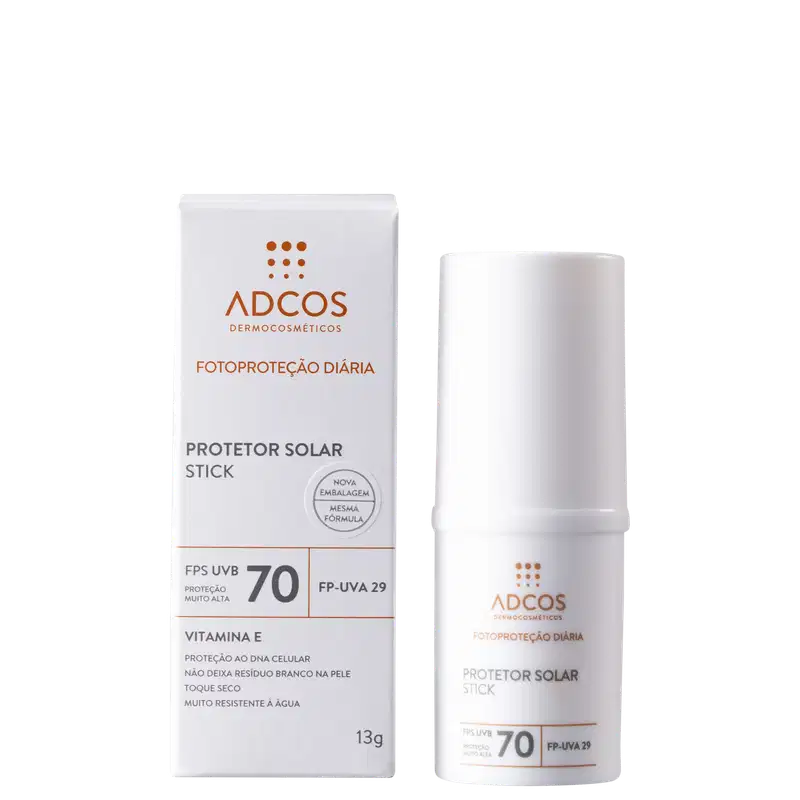 Adcos Fotoproteção Diária Stick FPS70 Incolor - Protetor Solar Facial 13g
