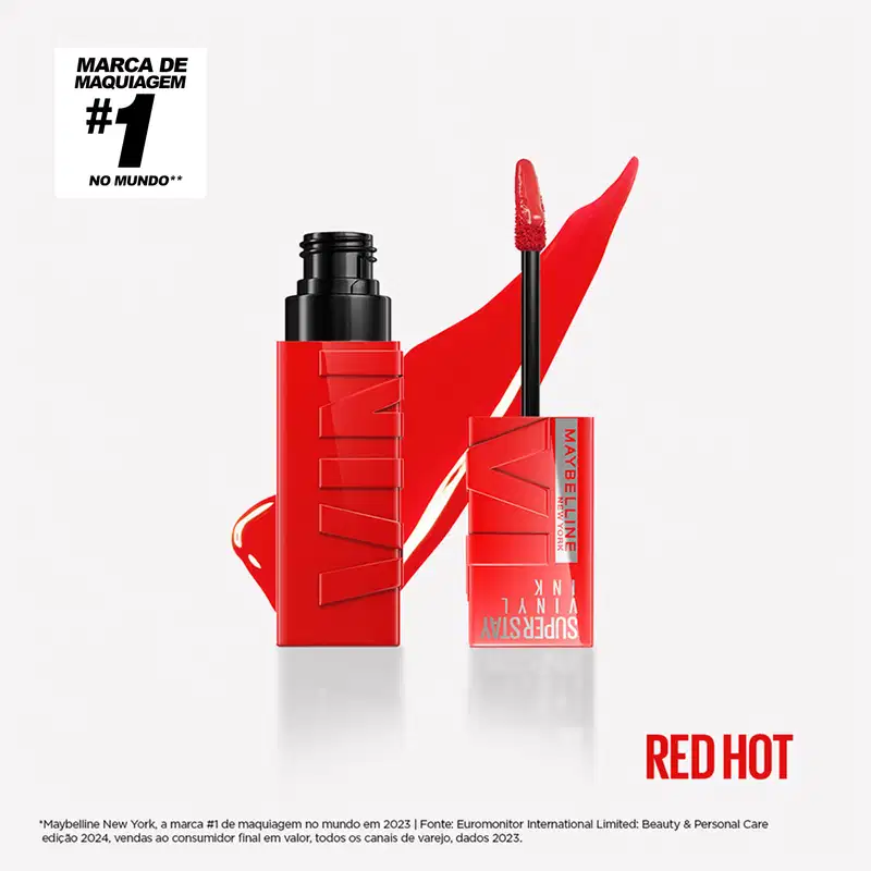 Maybelline NY SuperStay Vinyl Ink Red Hot - Batom Líquido 4,2ml