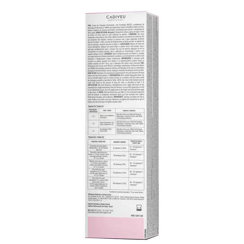 Cadiveu Professional Idea Color 9.1 Louro Muito Claro Acinzentado - Coloração Permanente 60g