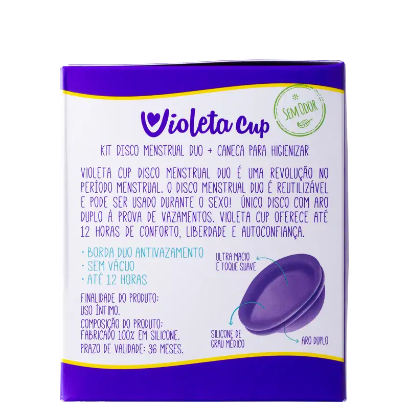 Kit Violeta Cup Mini Disco Menstrual Duo Transparente (2 Produtos)