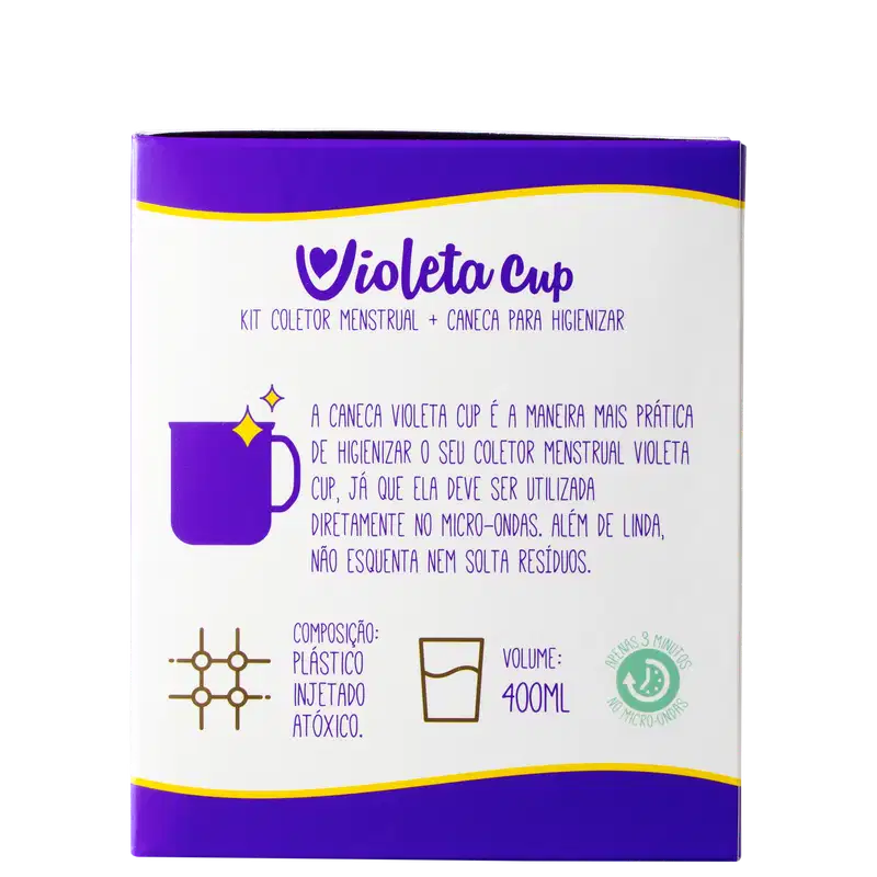 Kit Violeta Cup Coletor Menstrual Amarelo Tipo A (2 Produtos)