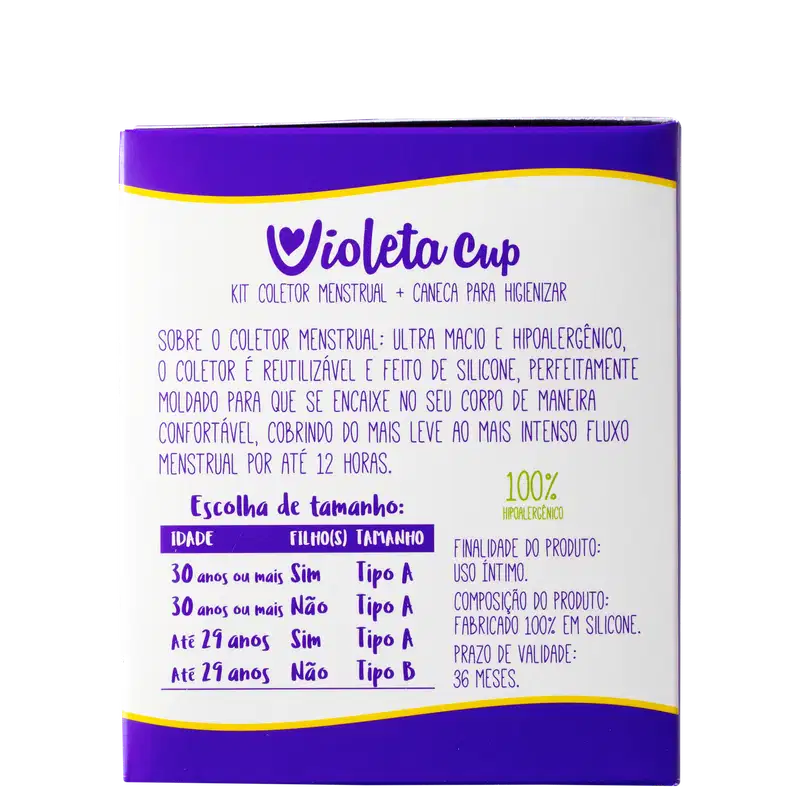 Kit Violeta Cup Coletor Menstrual Amarelo Tipo A (2 Produtos)