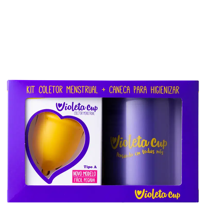 Kit Violeta Cup Coletor Menstrual Amarelo Tipo A (2 Produtos)