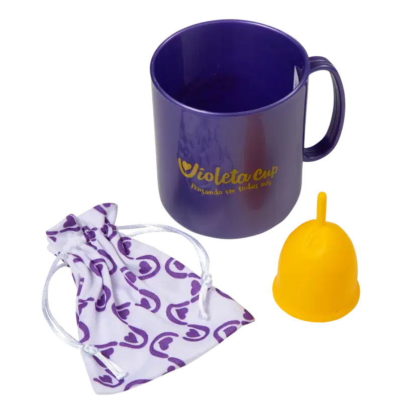 Kit Violeta Cup Coletor Menstrual Amarelo Tipo A (2 Produtos)