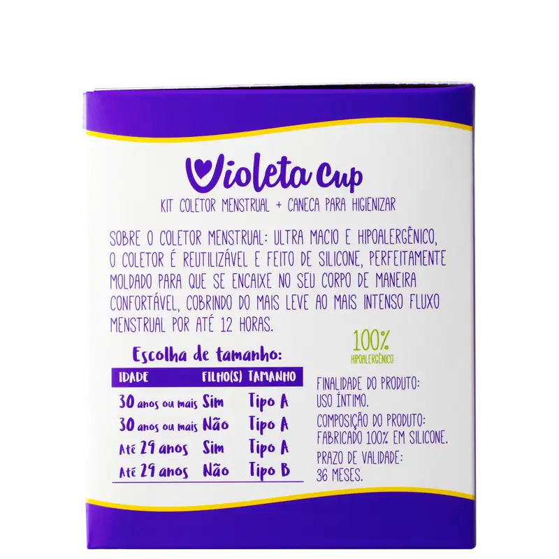 Kit Violeta Cup Coletor Menstrual Amarelo Tipo B (2 Produtos)