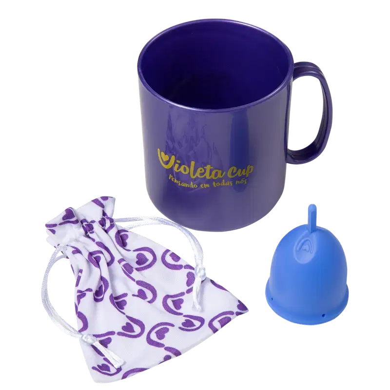 Kit Violeta Cup Coletor Menstrual Azul Tipo A (2 Produtos)