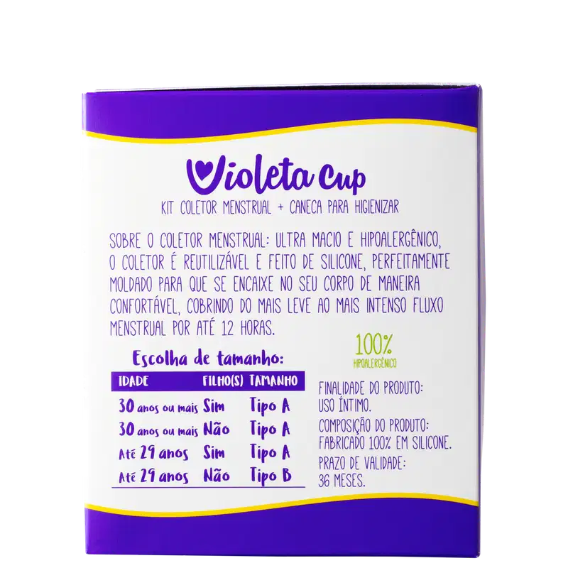 Kit Violeta Cup Coletor Menstrual Azul Tipo B (2 Produtos)