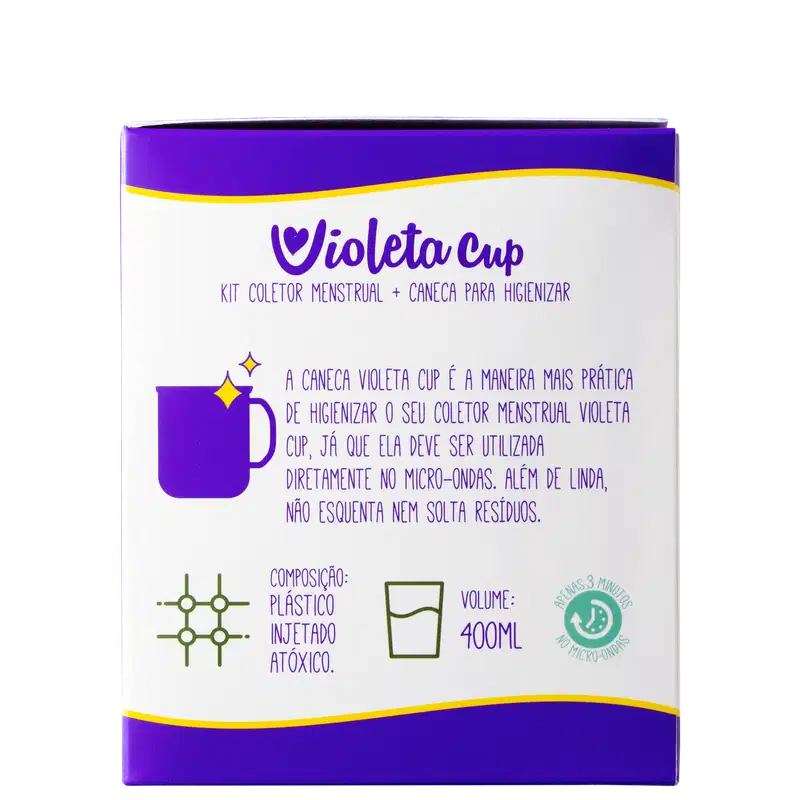 Kit Violeta Cup Coletor Menstrual Preto Tipo A (2 Produtos)