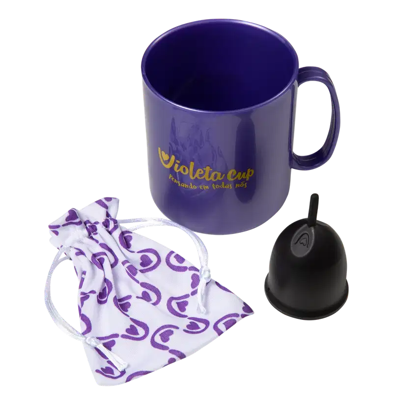 Kit Violeta Cup Coletor Menstrual Preto Tipo A (2 Produtos)
