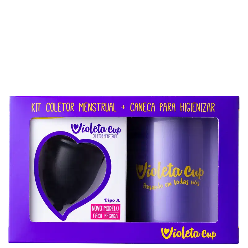 Kit Violeta Cup Coletor Menstrual Preto Tipo A (2 Produtos)