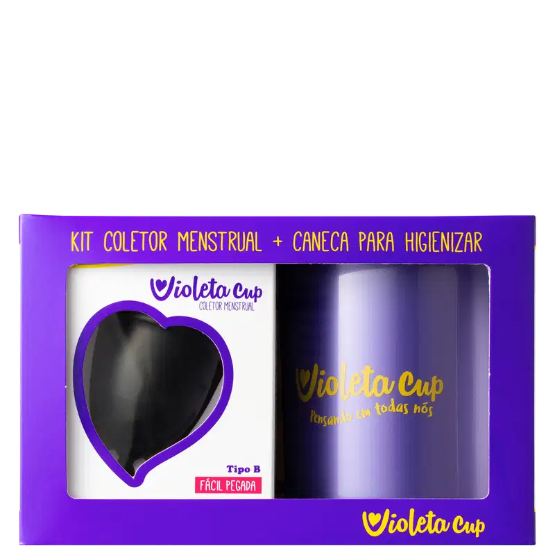 Kit Violeta Cup Coletor Menstrual Preto Tipo B (2 Produtos)
