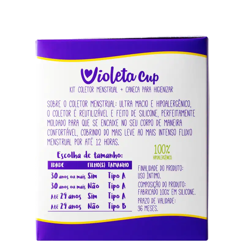 Kit Violeta Cup Coletor Menstrual Preto Tipo B (2 Produtos)