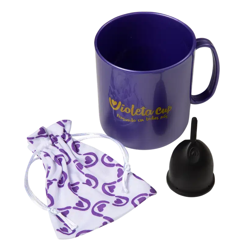 Kit Violeta Cup Coletor Menstrual Preto Tipo B (2 Produtos)