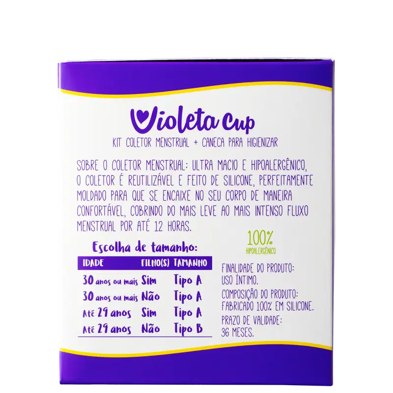 Kit Violeta Cup Coletor Menstrual Sport Tipo A (2 Produtos)